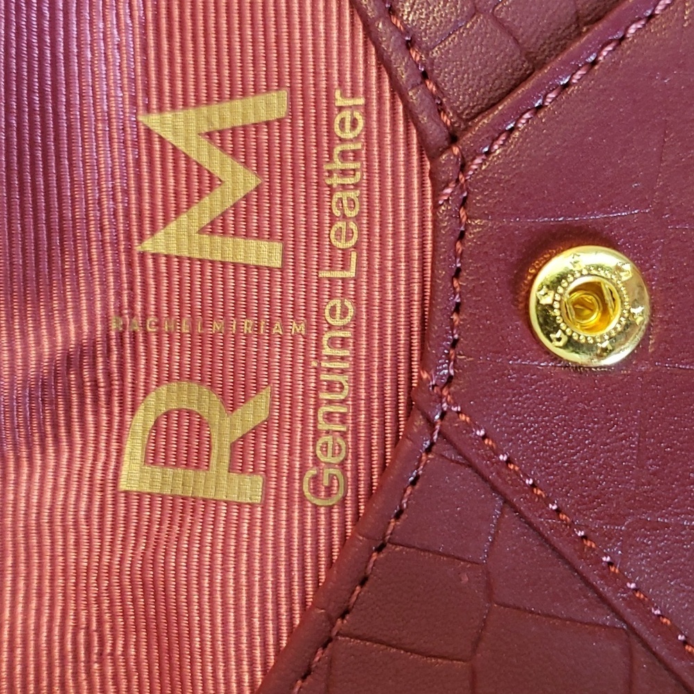 NWOT Rachel Miriam Leather Card Case Lined Bordeaux Incl Protective Bag - Picture 2 of 9